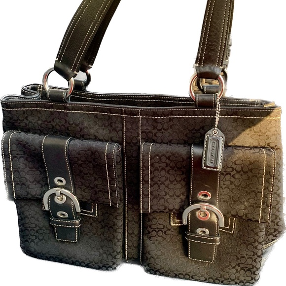 Coach Handbags - NWOT Coach Black canvas and leather satchel shoulder bag